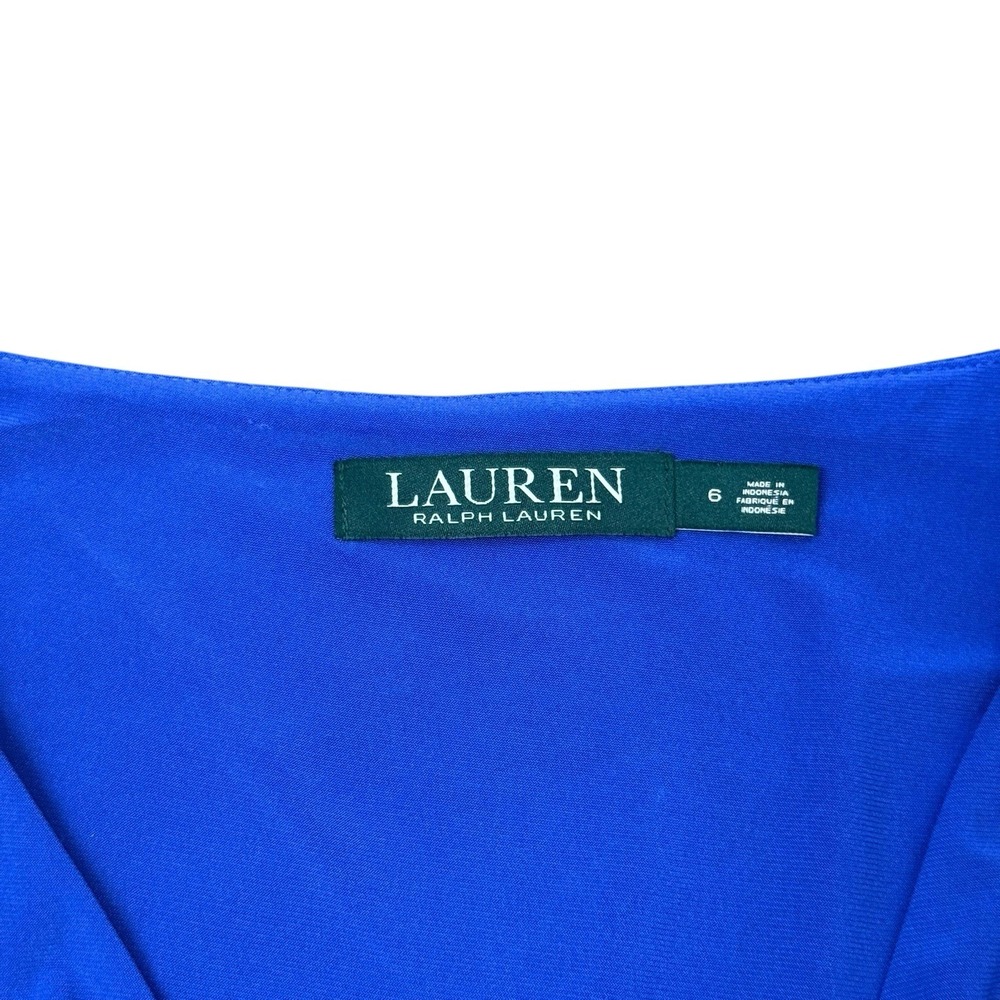 Lauren Ralph Lauren Faux Wrap Sheath Royal Blue Dress Size 6 #325 - Picture 7 of 8